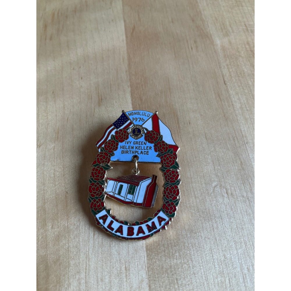 Vintage Lions Club Alabama Pin 1976 Honolulu Helen Keller Birthplace Ivy‎ Green